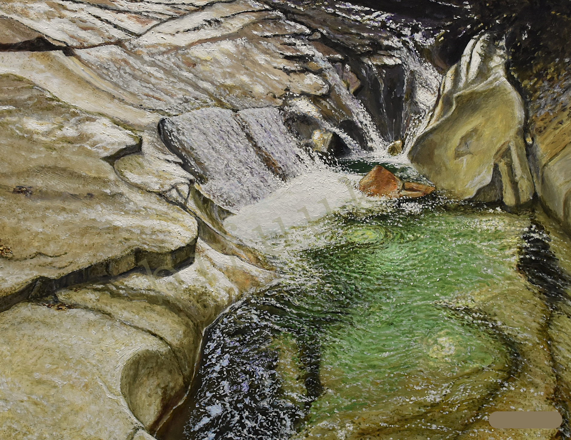 【値下げ】「極楽」　絵画　米海翔作　2017年 119 藤河内渓谷の小さな滝と新作の絵 | アトリエ美風景